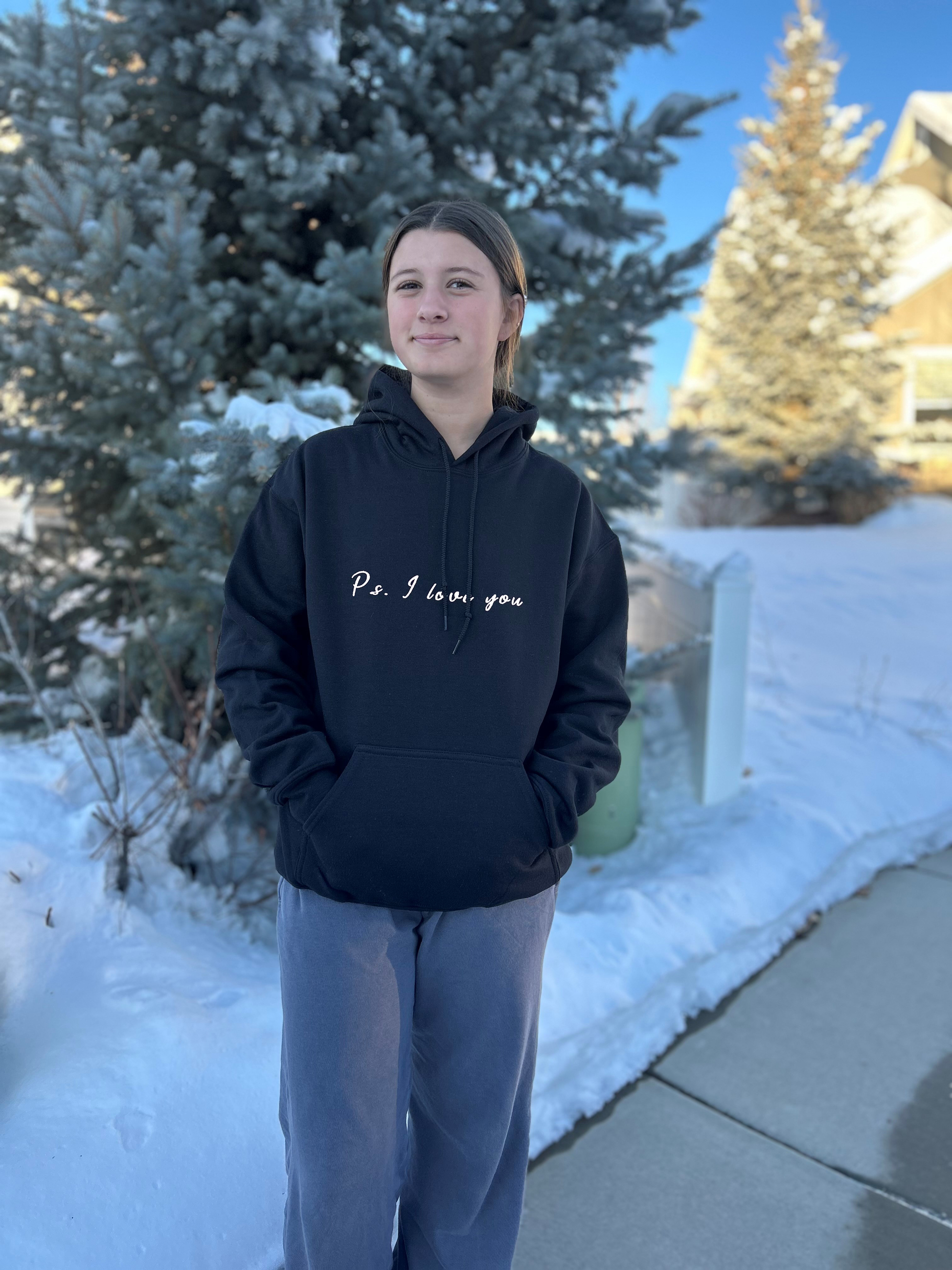 PS I Love You Mental Health Hoodie - a black  hoodie with white text that reads PS I Love You